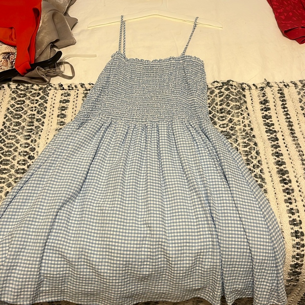 Lulus blue gingham mini dress